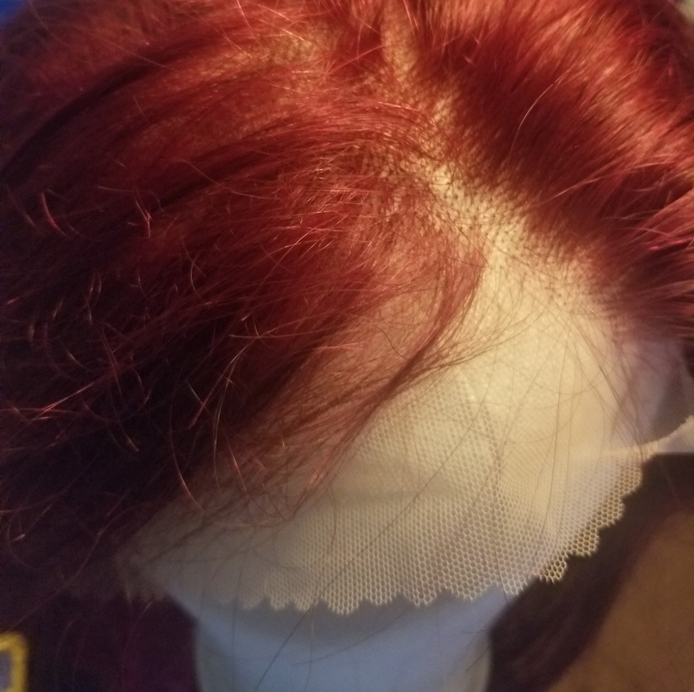 Lace front human hair burgundy wig